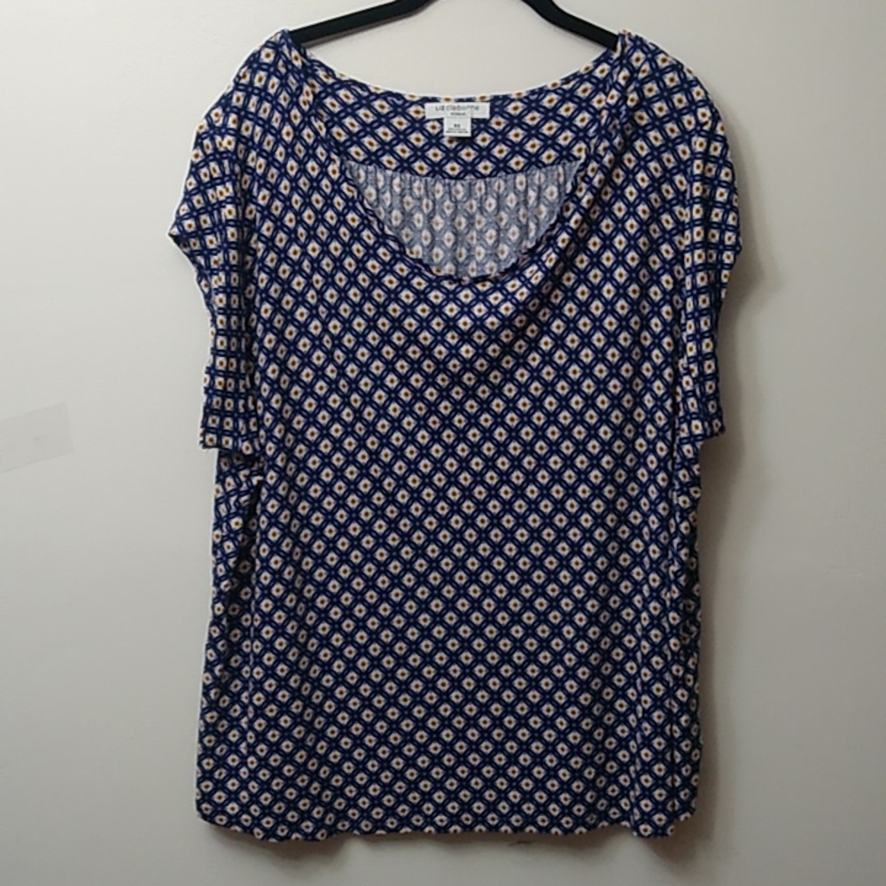 Liz Claiborne Woman Short Sleeve Top, Blue, 3X